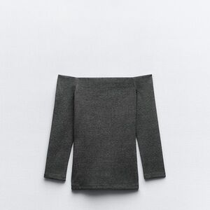 Zara Gray Off-Shoulder Blouse